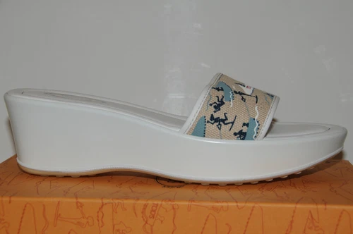 TOD’S New TOD'S White Blue Beige Miami Sandals Slide Shoes 40 10 9.5