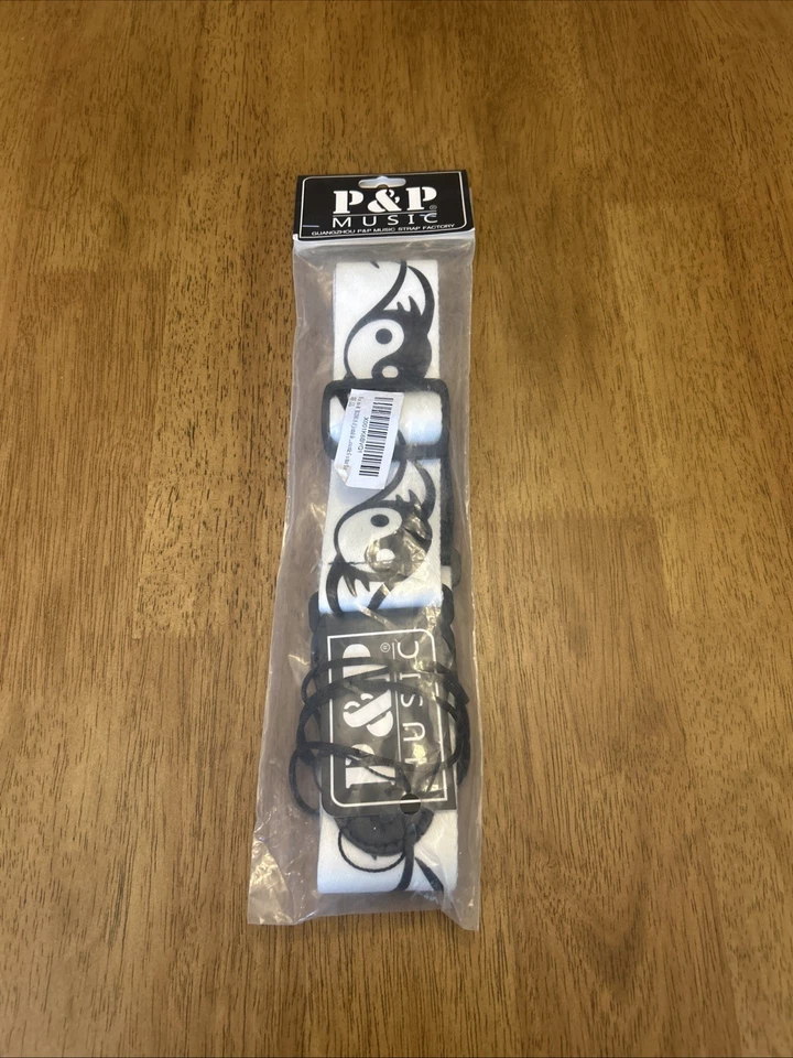 Correa de bajo ajustable para guitarra acústica P&P Music diseño Yin Yang blanco y negro Foto 2 de 3