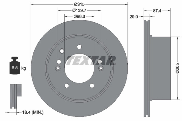 2Er-Set 2Er Set Bremsscheibe Textar 92147400 KIA 584113E300-image