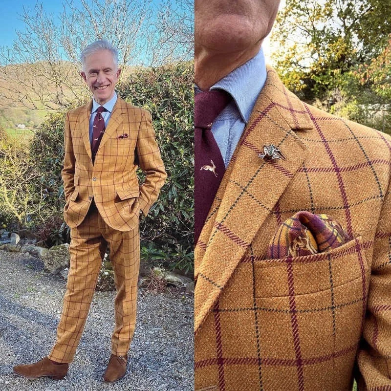 Men's Plaid Tweed Suits for Wedding Business Office Working Jacket Pant Vest New - Image 4 of 4