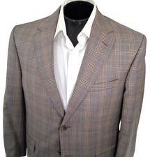 Jos. A. Bank Sport Coat 42S Tan Plaid Signature Gold Tailored Fit Wool Blazer