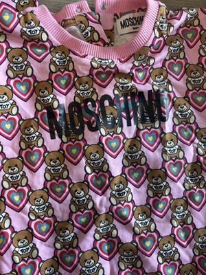 MOSCHINO Baby Girls Pink Teddy Bear Heart Logo Graphic Pullover Sweatshirt