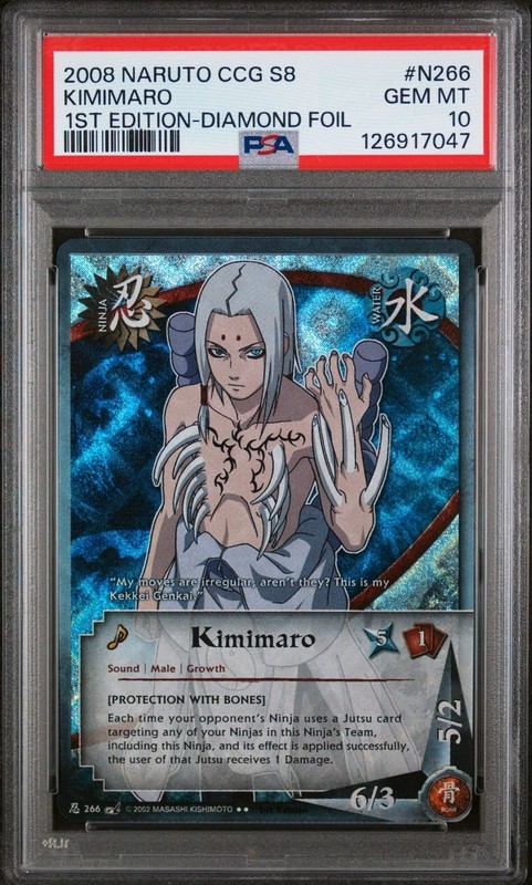 2008 NARUTO CCG S8 BROKEN PROMISE KIMIMARO 1ST EDITION-DIAMOND FOIL PSA 10