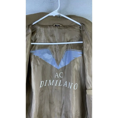 AC Dimilano Bomber Jacket Mens Small Tan Excellent Faux Suede Full Zip Ribbed image 4