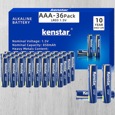 AAA Alkaline Batteries 36 Pack Powermax Battery 10 Year Shelf Life Long Lasting