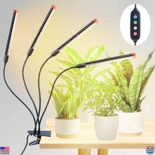 36W 4-Head High-Intensity Grow Lights with Timer for Indoor Plants & Succulents