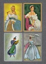 Vintage Swap Playing Cards Bulk lot of 4 Deco People Cards #A22