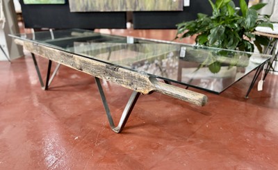 1906 Oshkosh Tools Industrial Wire Spool Coffee Table, Salvaged, 74''W