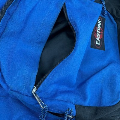 Vintage Eastpak Backpack Blue Black Two-Tone Retro 90s School Bag