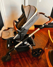 Silver Cross Grey Pushchair Single From Birth, Carrycot & Footmuff, Rubber Tyres
