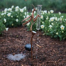 Praying Mantis Solar Rain Gauge Waterproof Solar Powered Rain Gauge Light