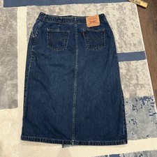 Levi  s Skirt Womens 14 Vintage 80s Snap Button Front Denim Jean Pocket Blue