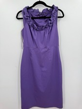 Elie Tahari Roxanna Purple Ruffle Dress 4 Wedding Guest Semi Formal Sheath $348