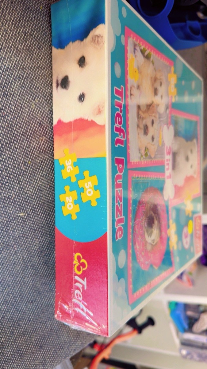 Trefl 3-in-1 Jigsaw Puzzle Set - Lovely Dogs Print, Fun DIY Puzzles For Kids Ages 4+ And Adults