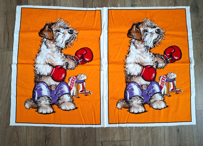 Vintage Panel Time By Wesco Boxer Puppy Dog Orange Cloth Fabric