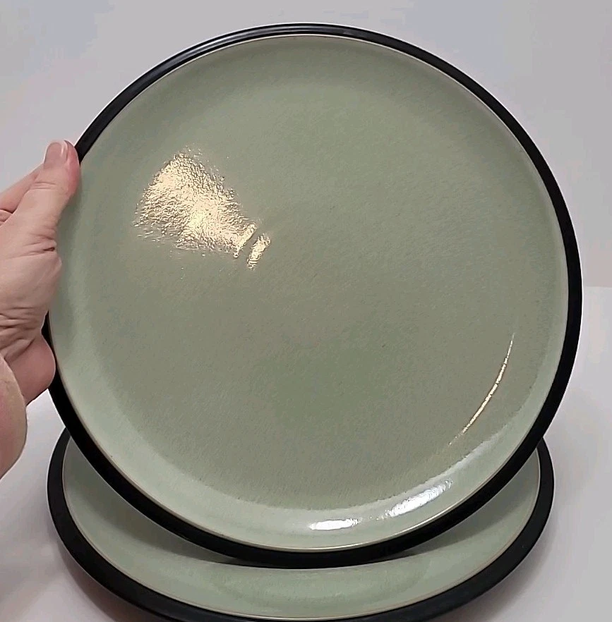 Set of 2 DENBY Energy Celadon/Charcoal 10 1/2" Dinner Plates - Image 3 of 4