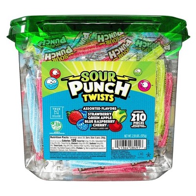 Sour Punch Twists, Candy 3'' Individually Wrapped Chewy 2.6 Lbs, Assorted 