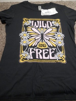 WOMEN'S WILD AND FREE BUTTERFLY TEE SHIRT SMALL