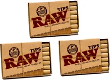 Raw Natural Unrefined Pre-Rolled Filter Tips 21 Count - Pack of 3