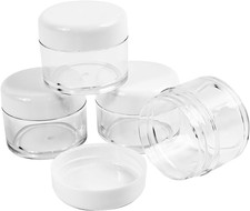 4 Pack 1oz Clear Plastic Jars Wide Mouth Travel Storage Containers with Lids