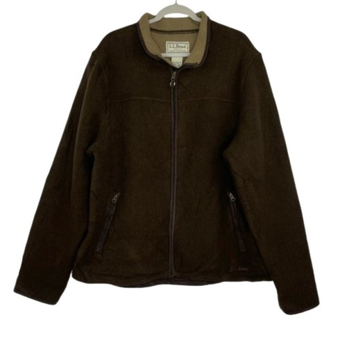 Maglione L.L. Bean marrone full zip foderato pile uomo taglia XL Regular - Foto 1 di 12