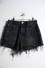 Zara Womens Distressed Denim Shorts - Black - Size UK 6 L19 