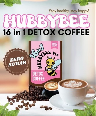 1 box HUBBYBEE FIT DETOX COFFEE MIX 16 in 1 HEALTHY ZERO SUGAR(10 sachet)