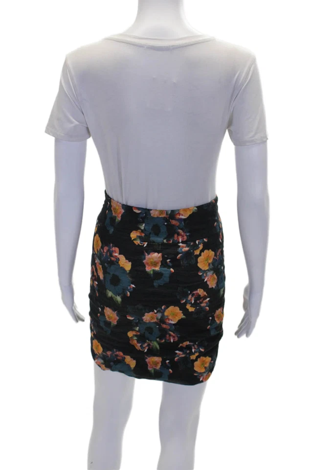 Artelier Nicole Miller Womens Cotton Floral Print Lined Mini Skirt Black Size 0 - Image 3 of 4