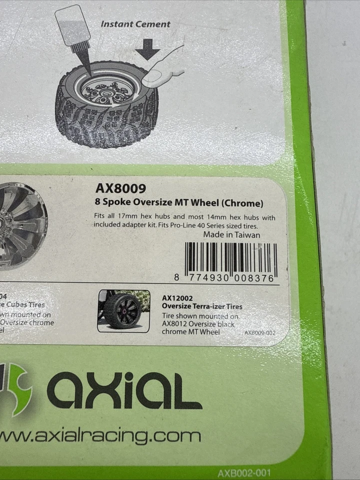 Axial Racing AX8009 Axial 8 Spoke 1/8th Monster Truck Wheel Chrome 17mm Hex RC - Image 3 of 3