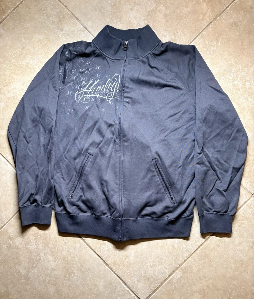 Sudadera con Capucha Doble Cremallera Cuello Hurley Gris Y2K Cremallera Para Hombre Talla Mediana Foto 2 de 4