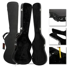 Glarry Microgroove Hard Shell Big Electric Bass Case Black w/ Lock