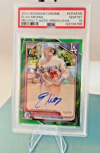 2024 Bowman Chrome Elias Medina 1st Bowman Auto Green Lava /99 PSA 10 LOW POP LA