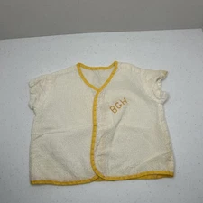 Vintage Infant Baby Shirt Diaper Shirt Cloth Initials B G H Yellow White
