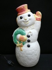 Vintage Christmas Dapol Blow Mold Tabletop Snowman Light Up Decoration 12"