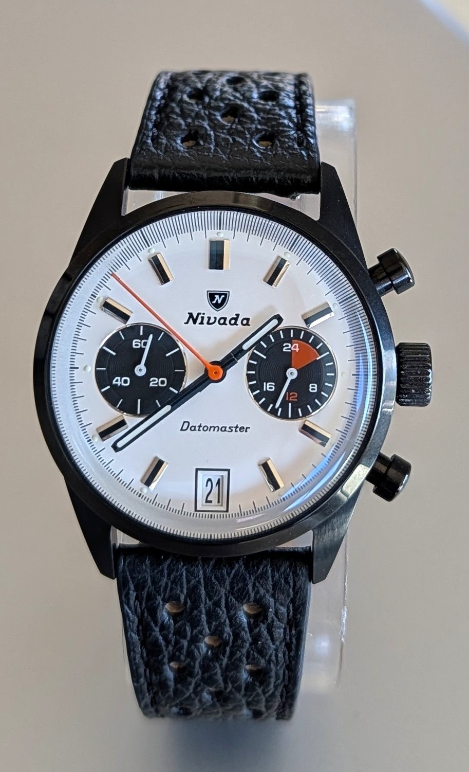 NIVADA GRENCHEN BLACK DATOMASTER CHRONOGRAPH WATC… - image 1