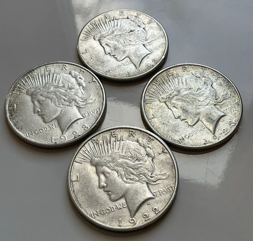 4 Coin Lot San Francisco Peace Silver Dollars – 1922-S & 1923-S Silver Bulk nice