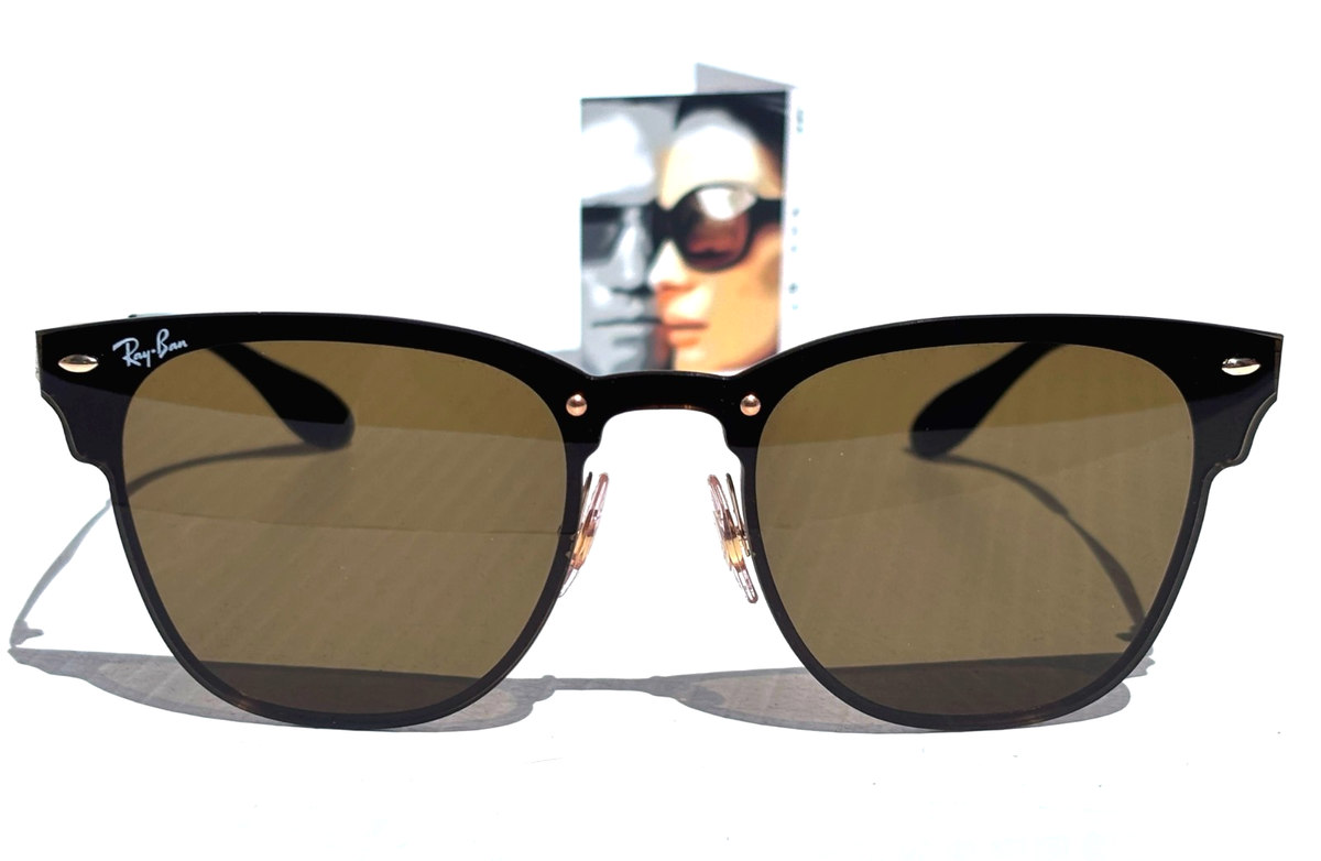 NEW Ray Ban Shiny Gold Metal w Bronze Lens Shield Sunglass RB