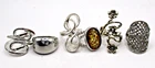 Vintage Lot of 6 Silver-tone Wide Modernist Rings 1 signed GR THAILAND Sizes 6-8