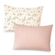 2 Pack Muslin Toddler Pillowcases, Soft Baby Pillow Cases, 13"x18" Floral,pink