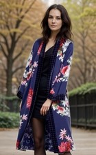NEW Johnny Was XL Velvet  Silk Lined Long Kimono Duster Wrap Jacket Coat Pocket