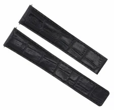 LEATHER WATCH BAND STRAP FOR TAG HEUER 18/16MM  DEPLOYMENT CLASP BUCKLE BLACK