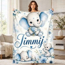 Jimmij Baby Elephants Coral Fleece Blanket Nursery Animal Decor
