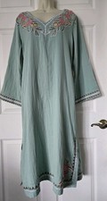 Spartina 449 Island Amira Green Cotton Gauze Floral Embroidered Dress Sz L NWT
