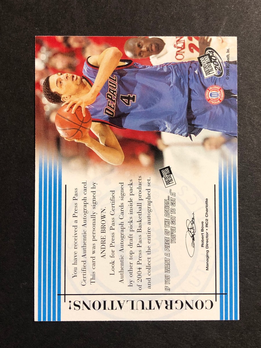 Andre Brown DePaul Signed 2004 Press Pass Basketball Card Rookie