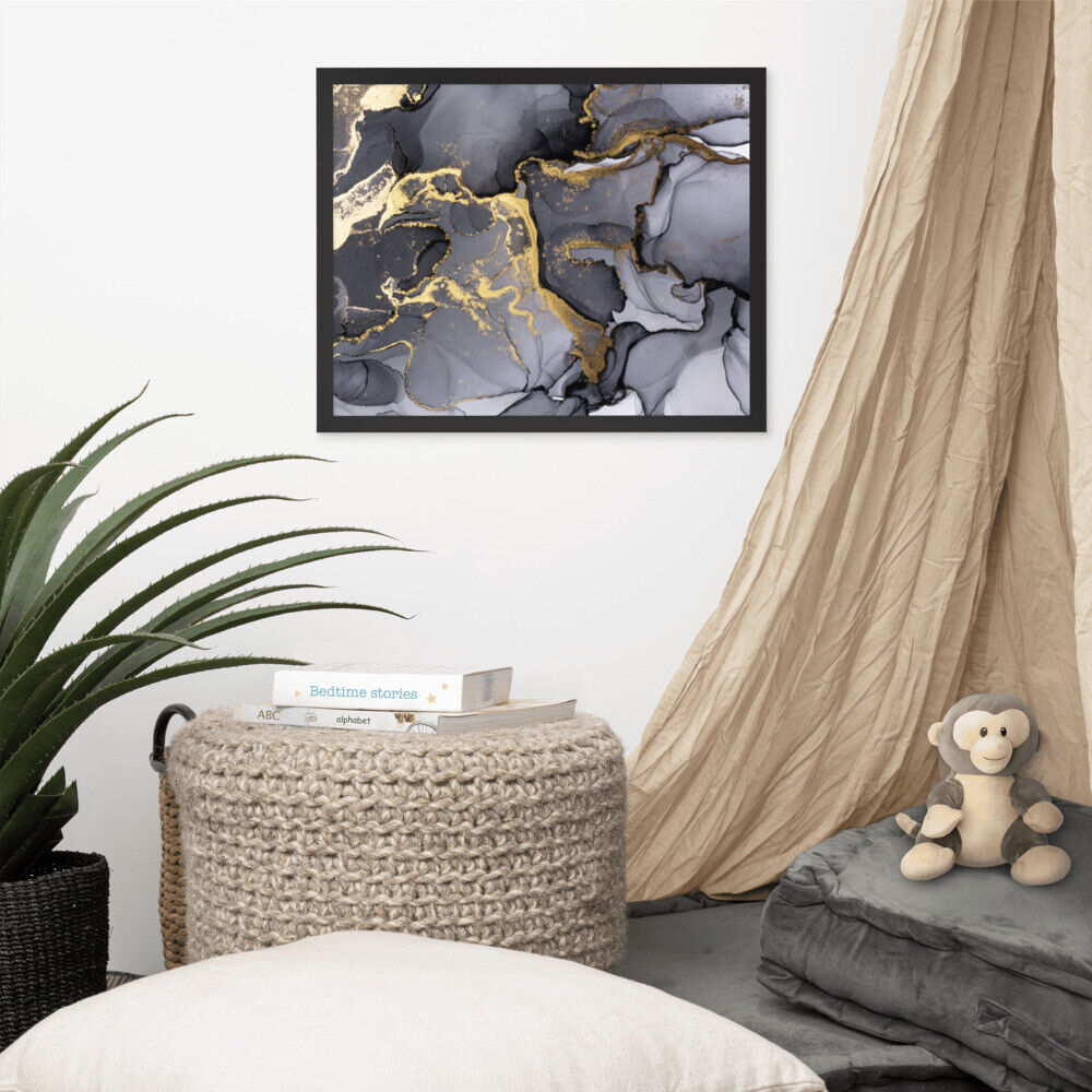Black and gold marble / wall art Framed poster Popularna wyprzedaż, 2022