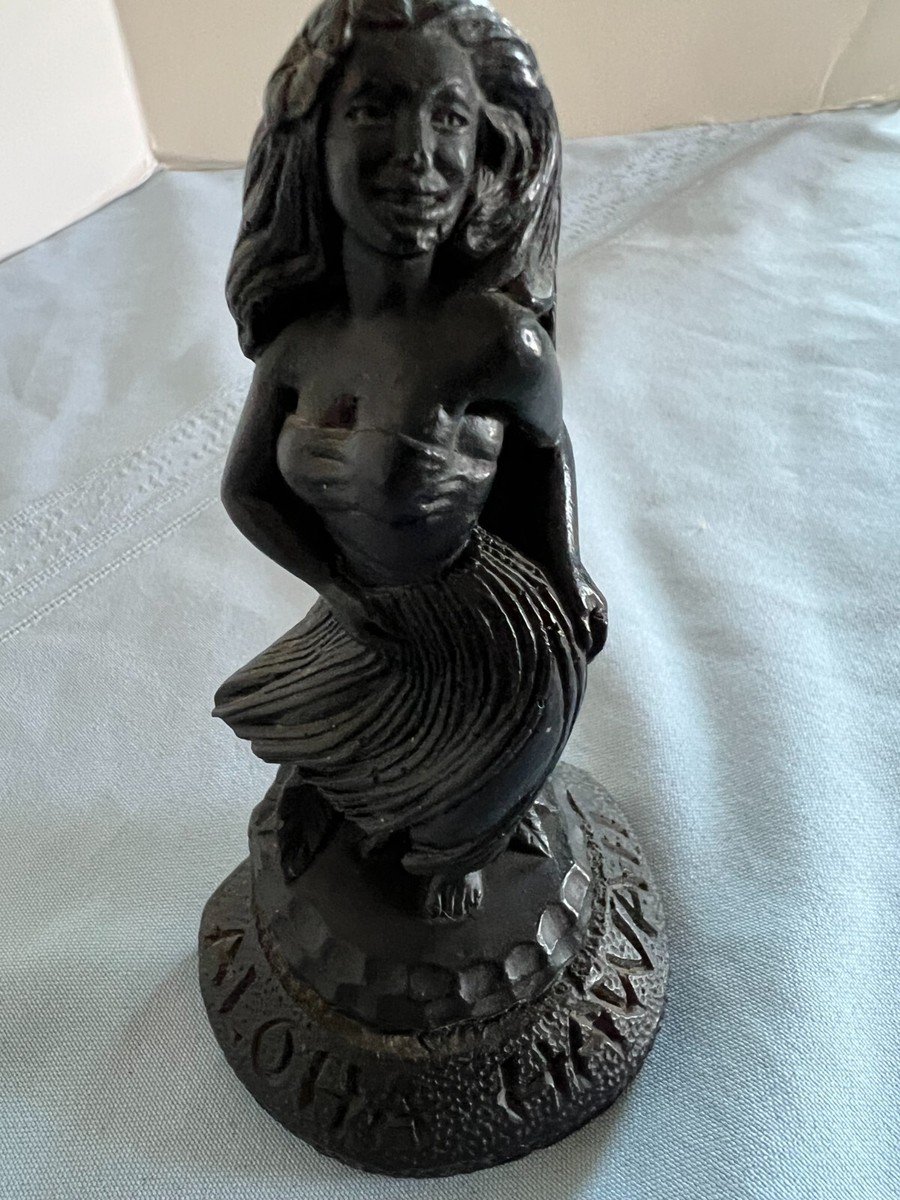 COCO JOE'S Joes HULA GIRL Black Lava Statue Aloha Hawaii