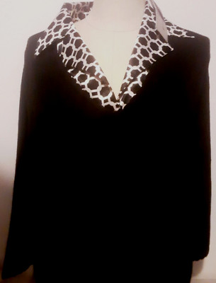 Fred David RN 59919 Black Rayon 3/4 Sleeve Ladies Top Size PXL      (B13)