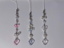 Cute heart phone charm, straps keychain clasp hook handmade