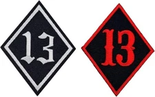 Diamond Lucky Number 13 Embroidered Patch | 2PC iron on or Sew  3"x2"  QB355