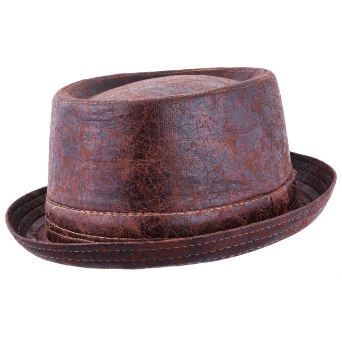 Mens leather sales pork pie hat
